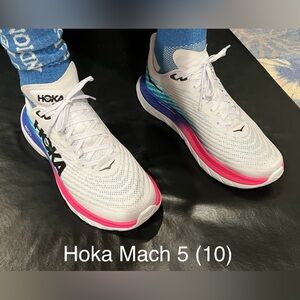 Hoka Mach 5 (white/scuba blue/pink)